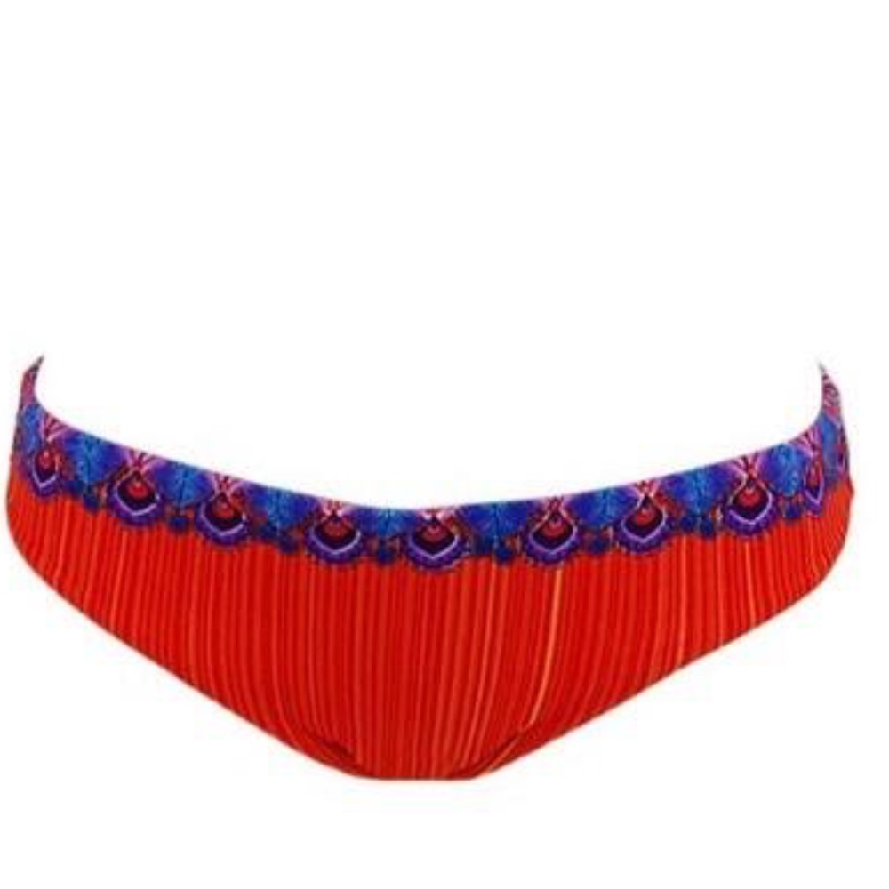 Jeweled Peacock Print Swim Bikini Bottom Bejeweled